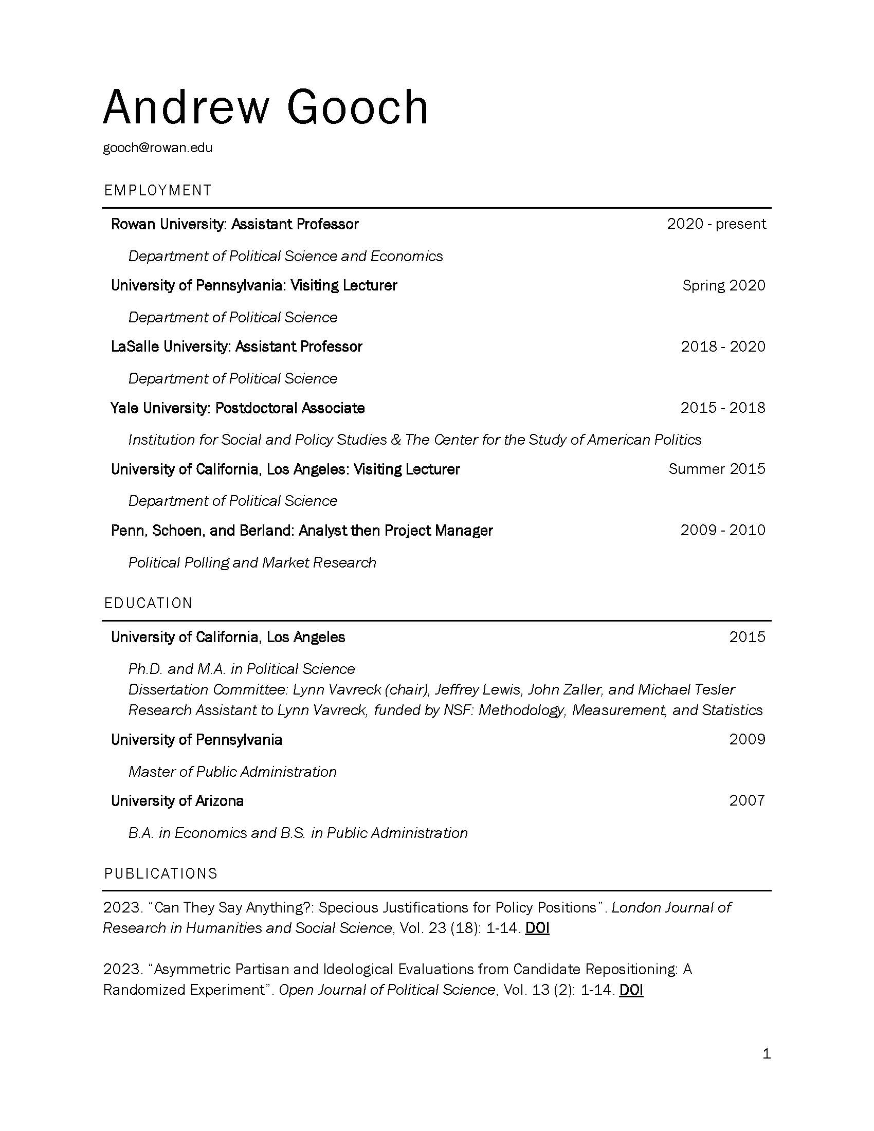 Andrew Gooch CV Page 1