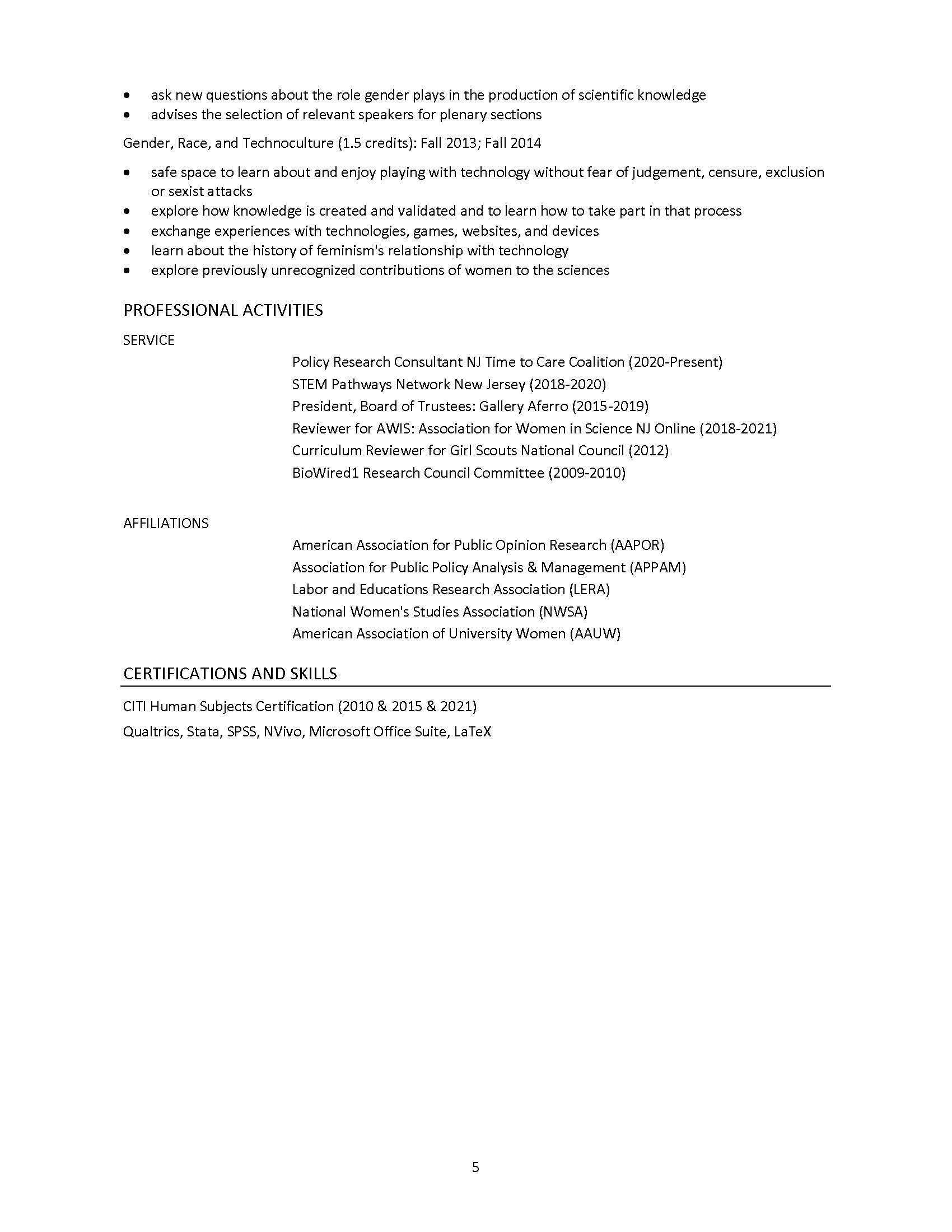 Elaine Zundl CV Page 5