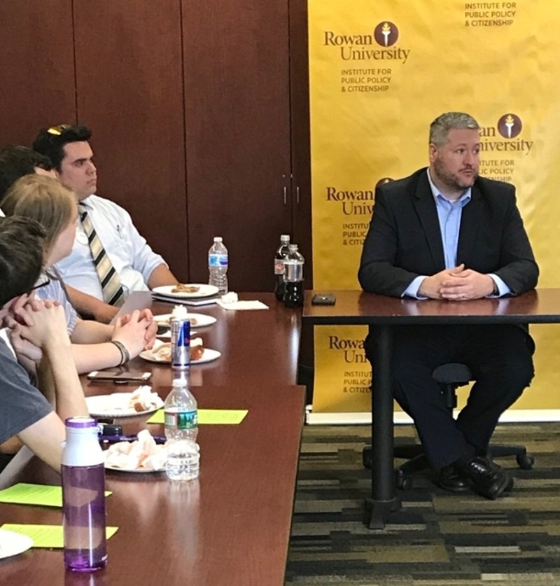 Assemblyman Daniel R. Benson during his discussion with Rowan students