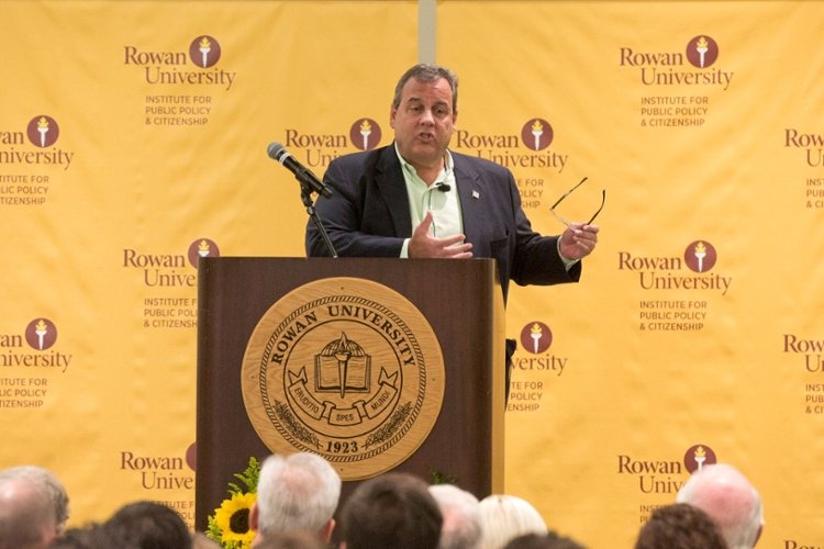 Chris Christie speaking at Rowan Glassboro Campus