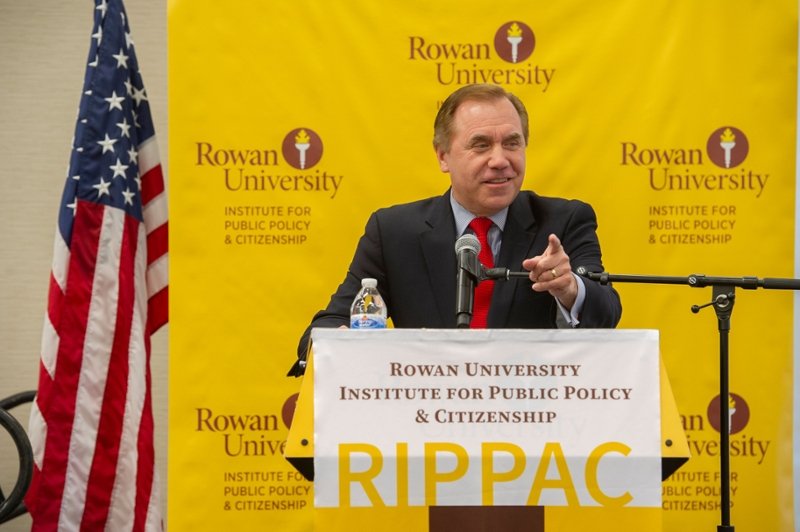 Craig Couglin, Speaker of the General Assembly speaks to assembled guests at Rowan University