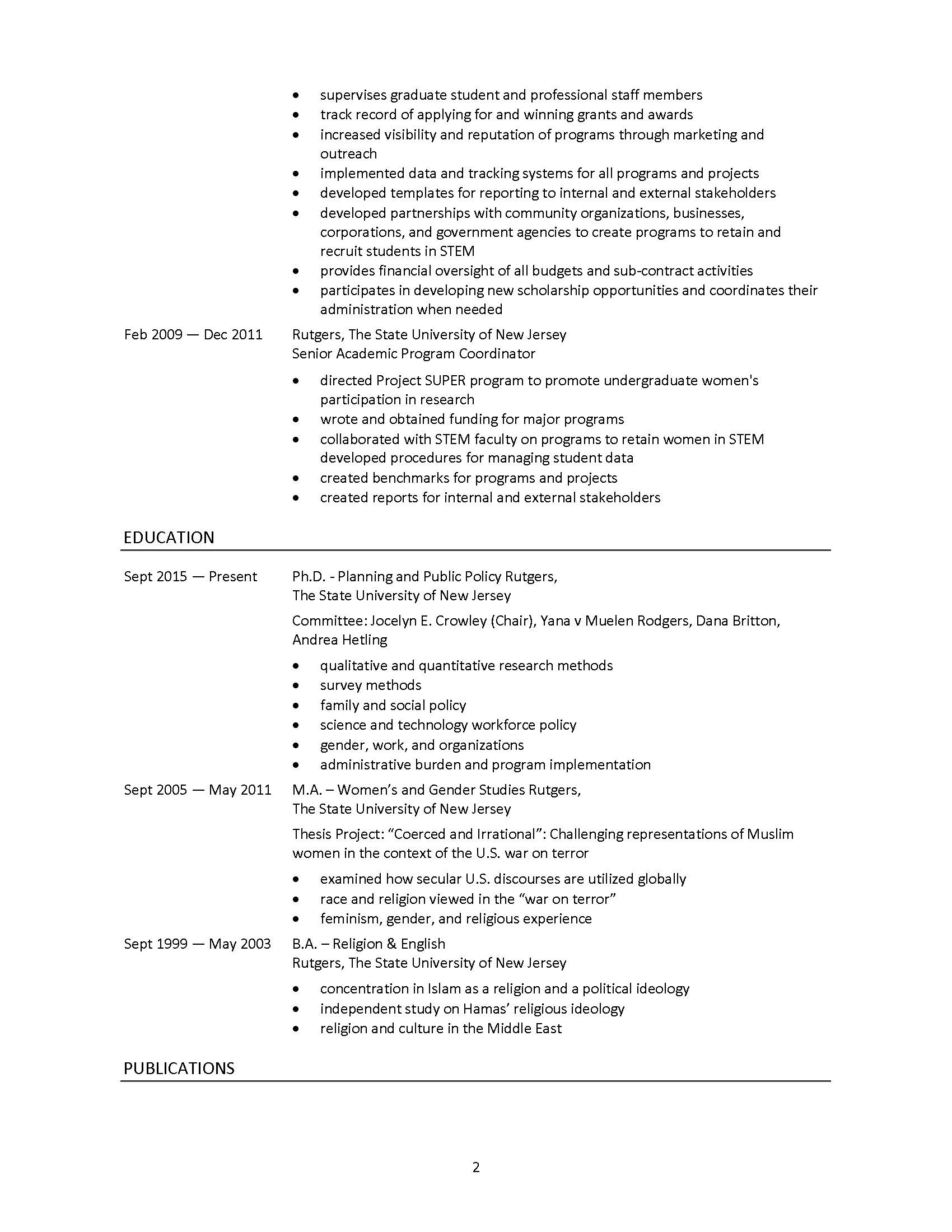 Elaine Zundl CV Page 2