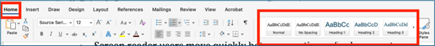 Styles Section for Structuring Document Headings