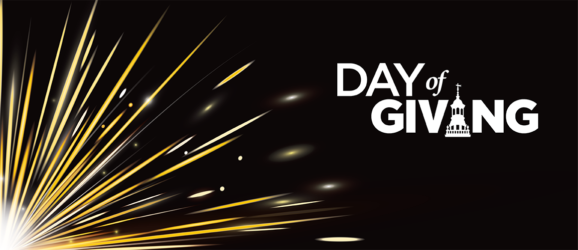 Spark artwork with Day of Giving logo on a black background