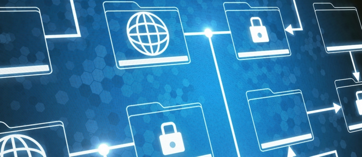 Generic matrix with white symbols (globes and locks) on a blue background.