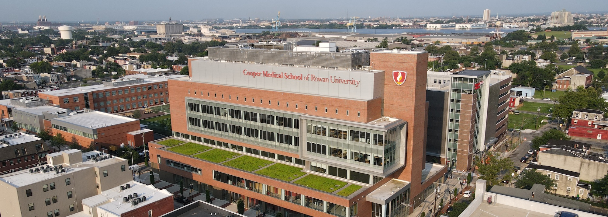 A drone photo of Rowan University Cooper Medical School CMSRU.