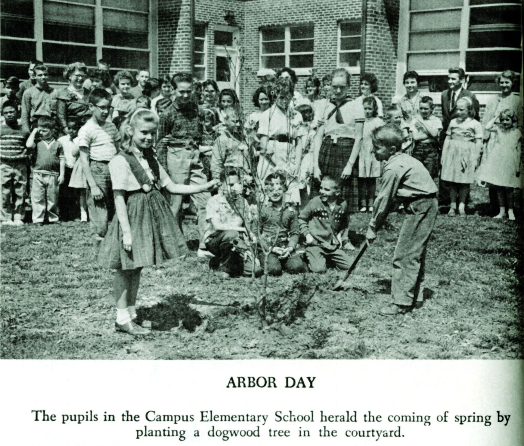Demonstration School children celebrate Arbor Day.