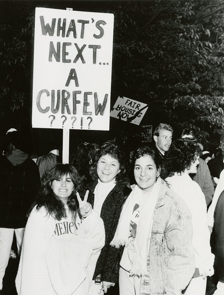 students with signs