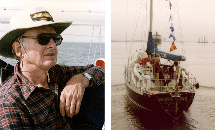 Retired geography Professor Marvin Creamer ‘43 sails around the world in 510 days aboard the 36-foot Globe Star without the use of navigational equipment
