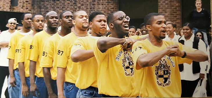 fraternity in yellow shirts