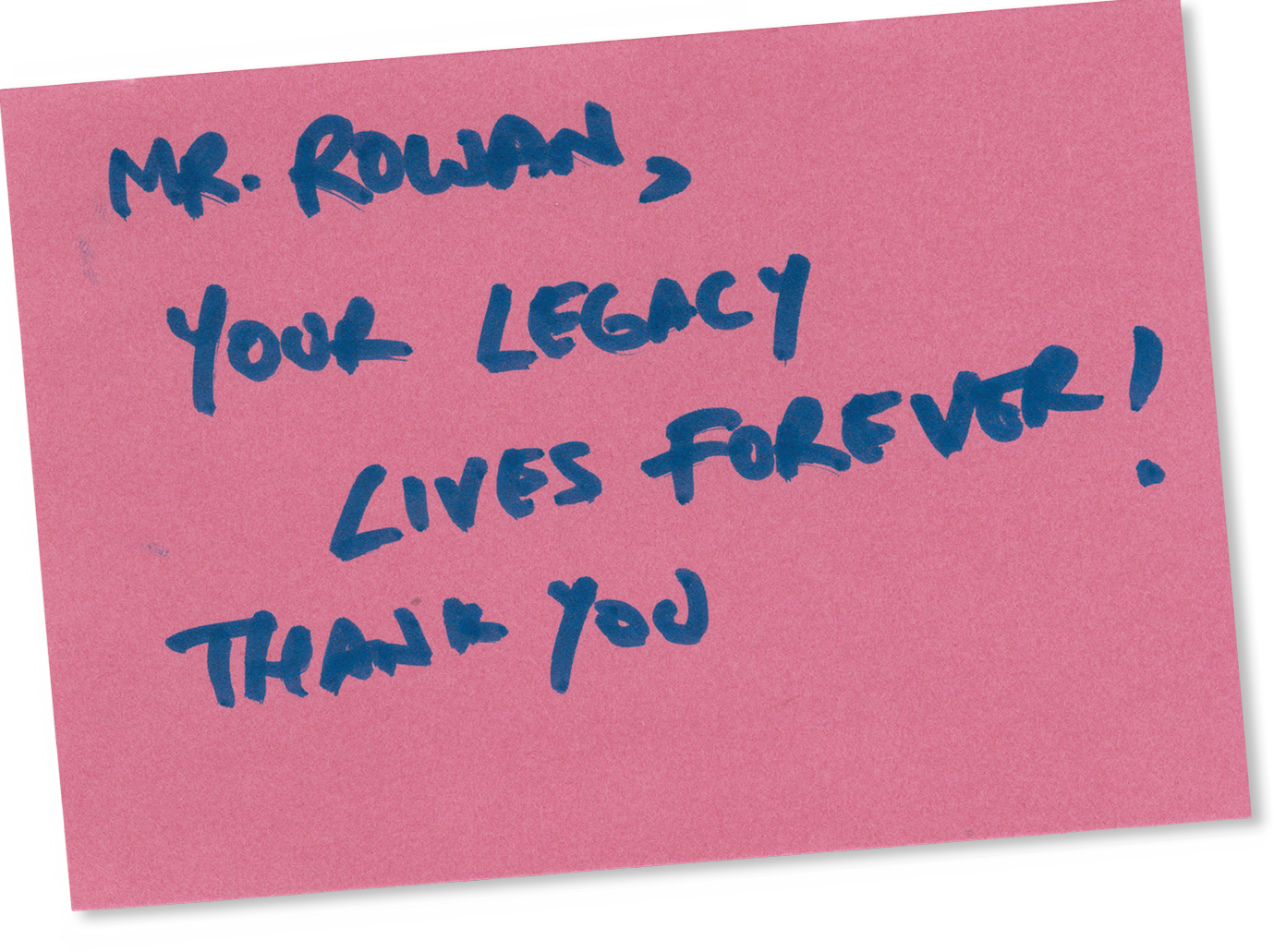Henry Rowan handwritten note