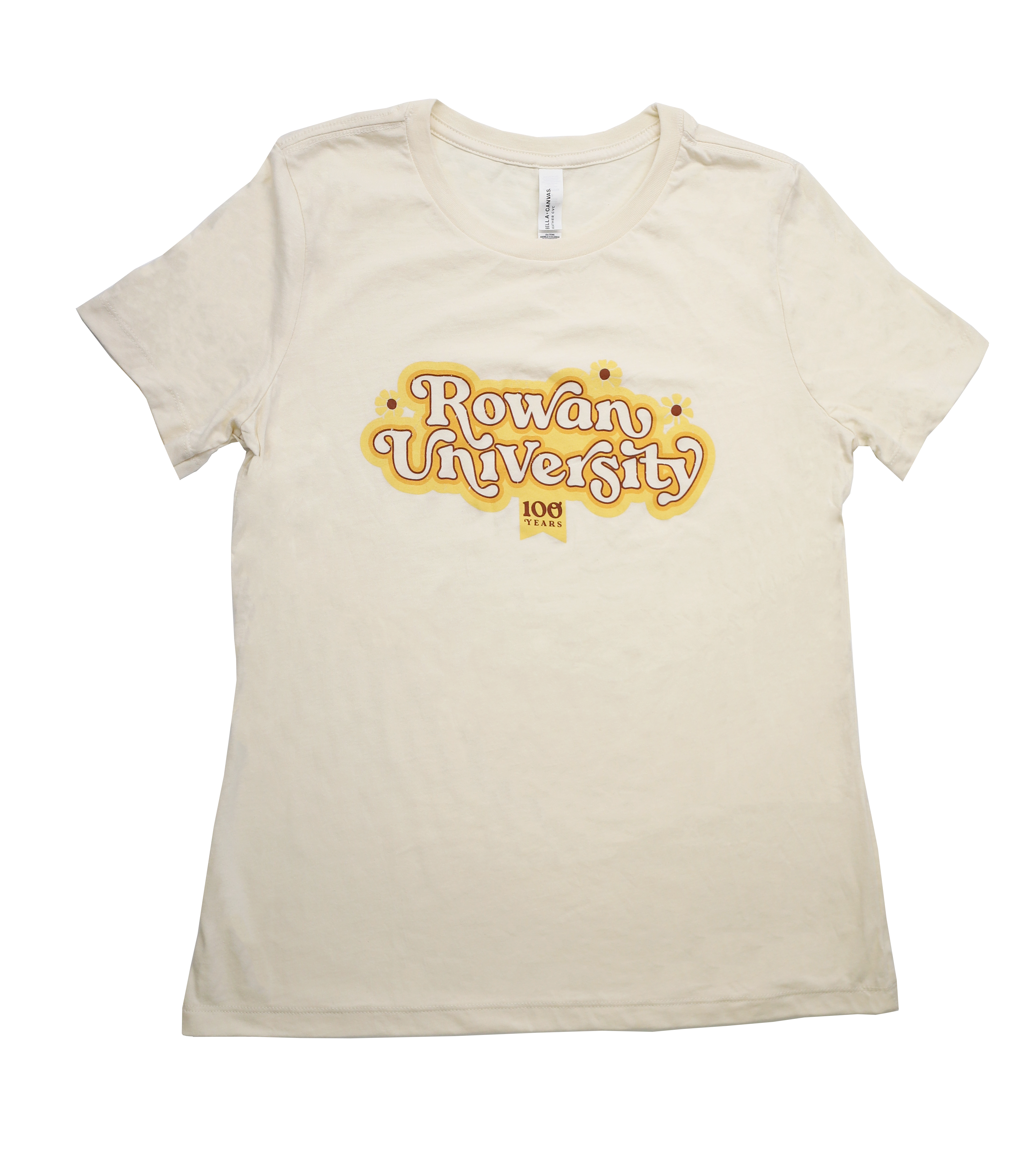 1970s-style floral design Rowan University t-shirt