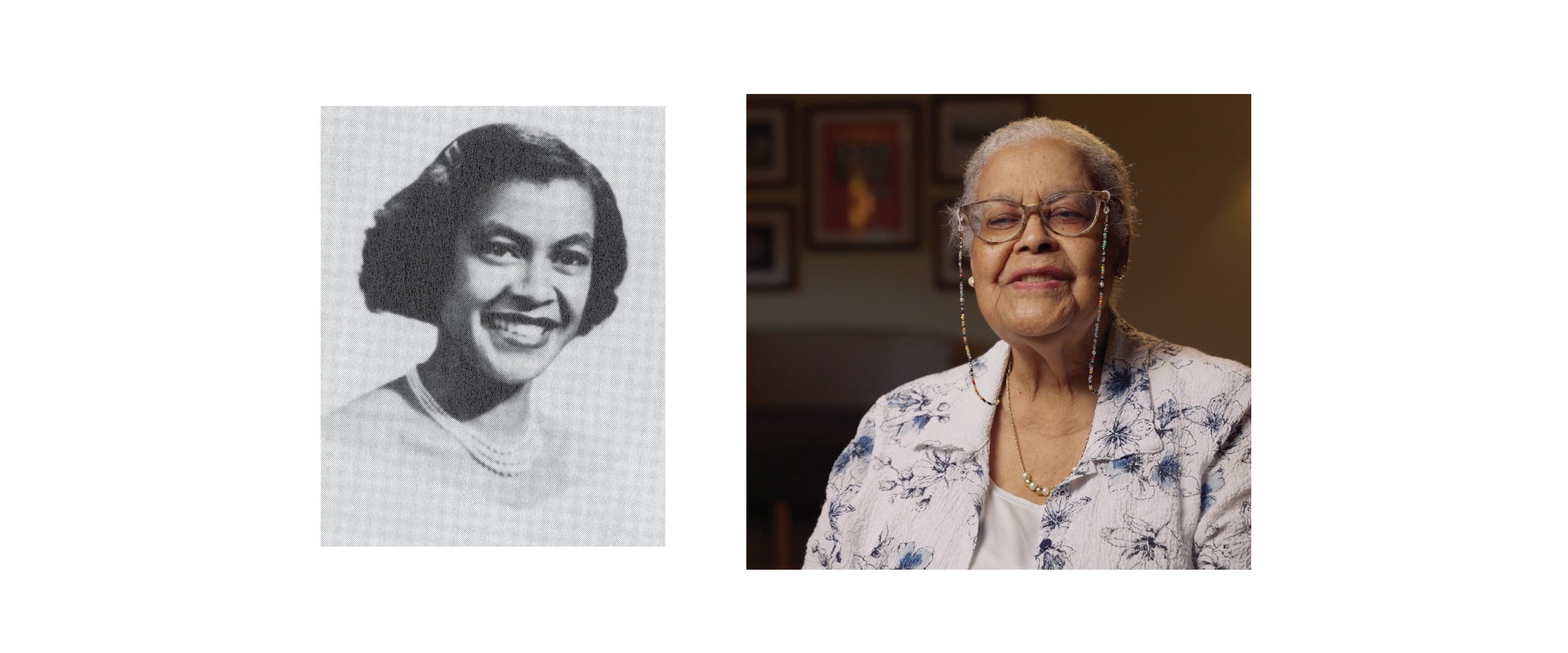 Photos of Jean Eldridge Henderson taken in 1952 and 2023