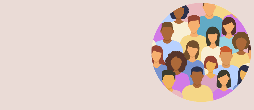 banner with tan background and image of diverse people in a circle