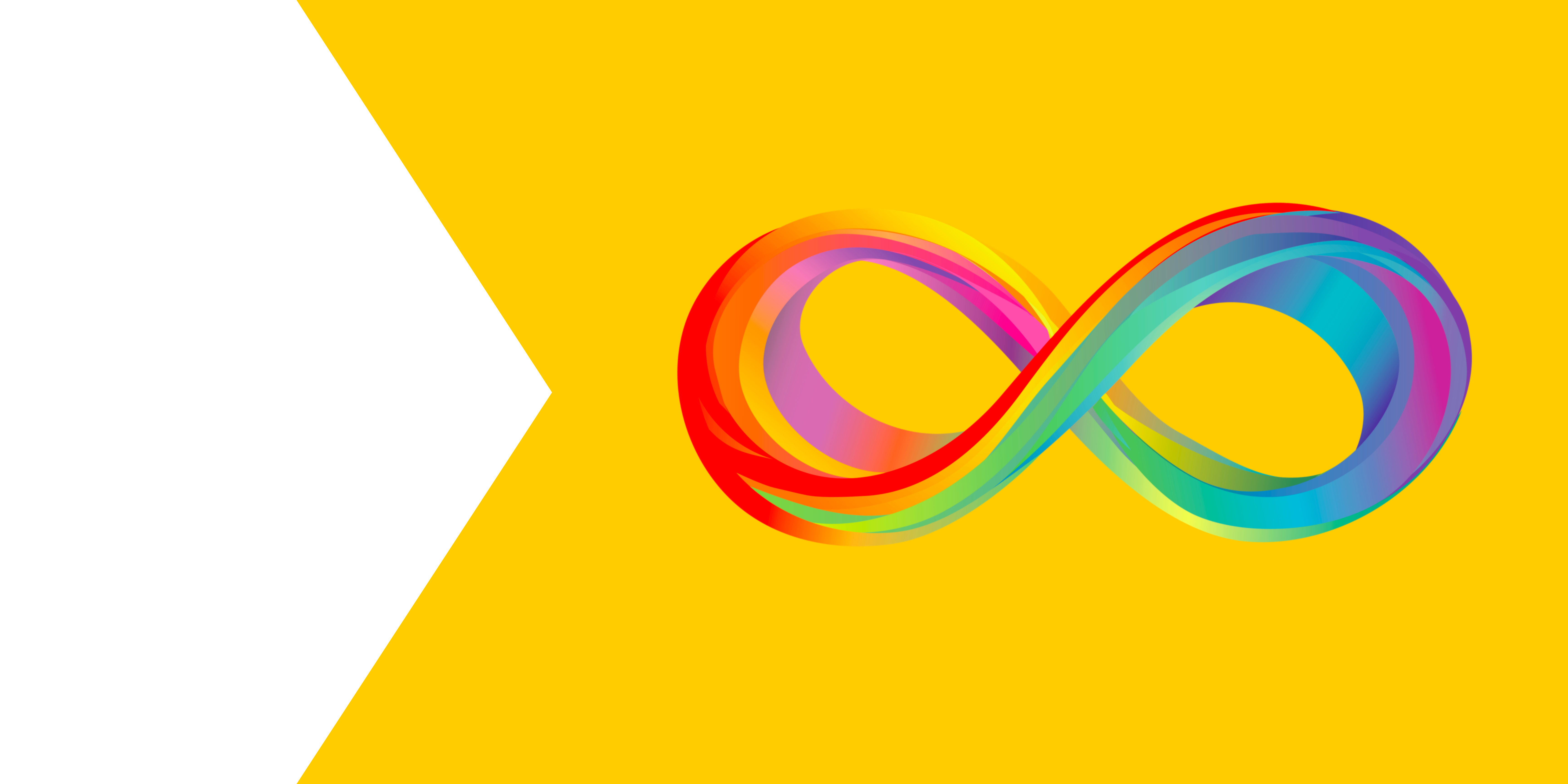 yellow background with colorful neurodiversity infinity sign