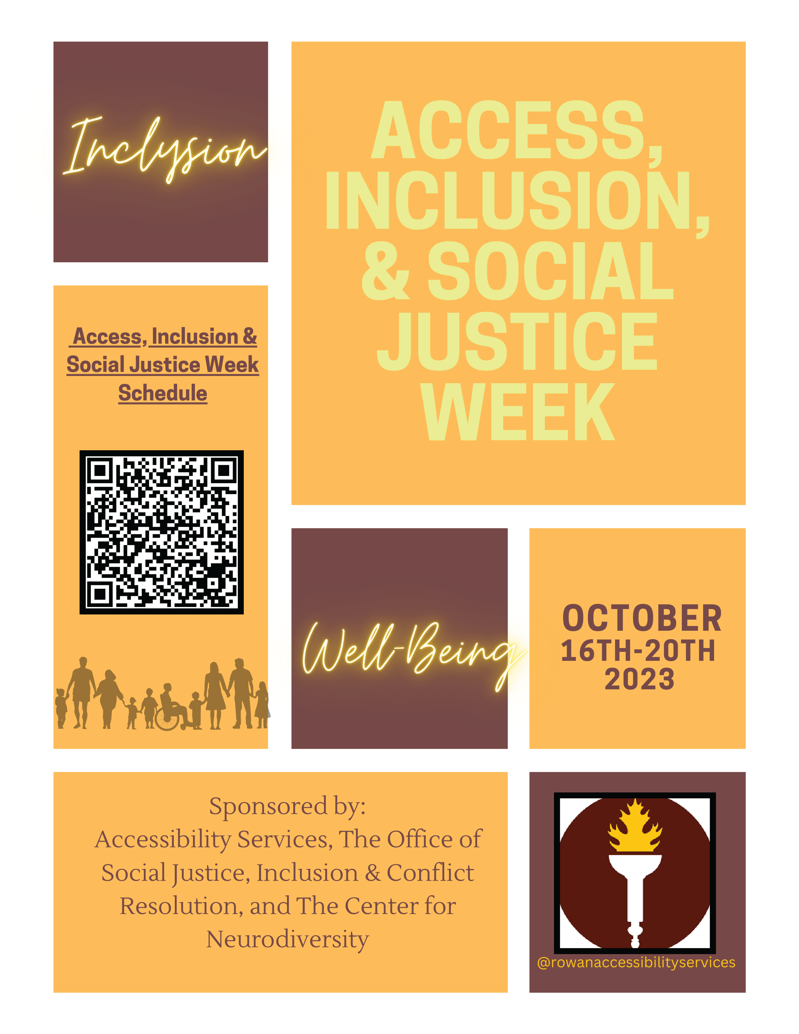 a flyer advertising access, inclusion, and social justice week. 