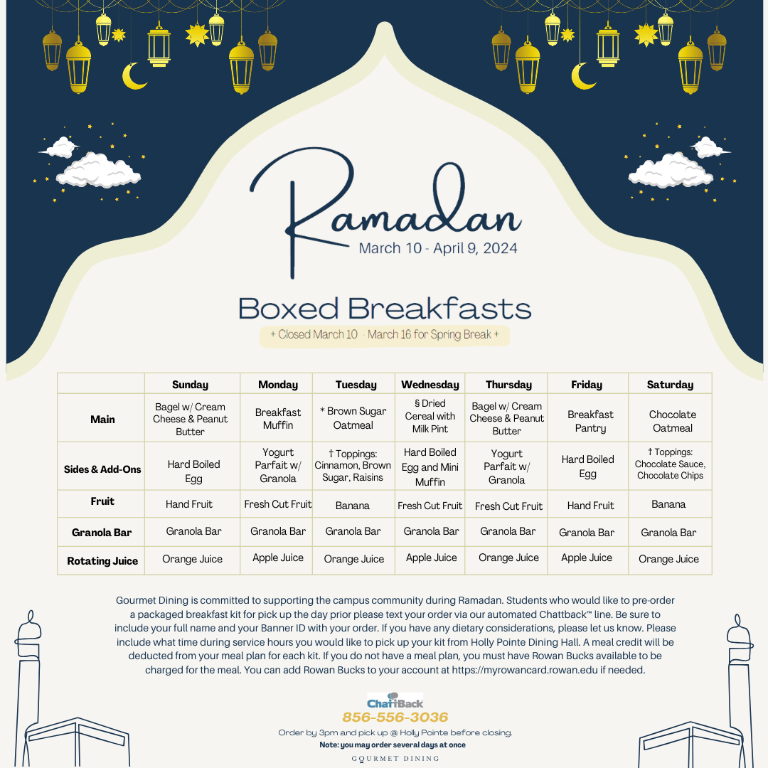 Rowan University Ramadan Meals 2024 Menu V1.1