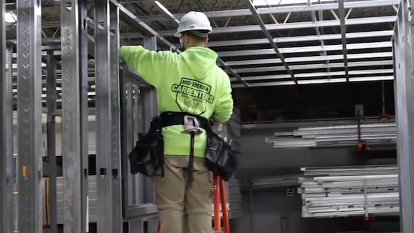 Construction worker on a beam