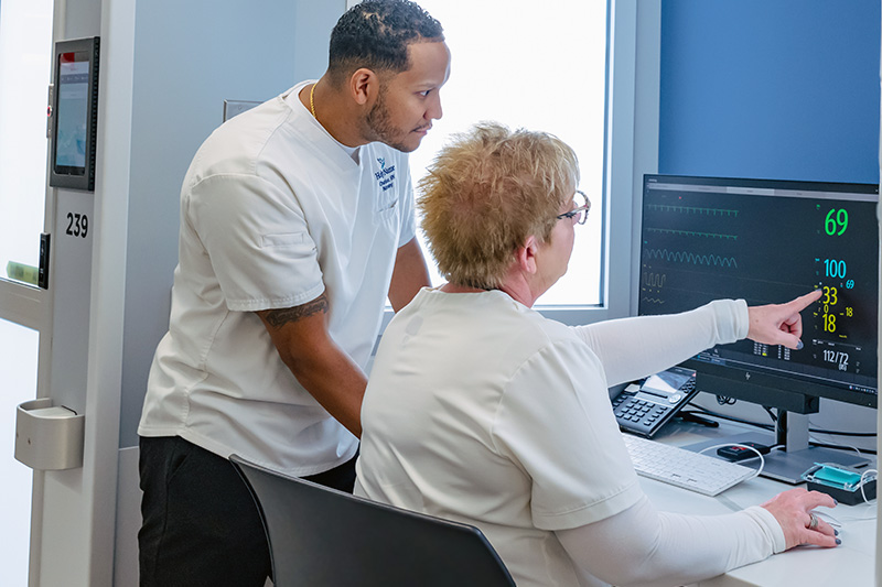 nurses working on computer