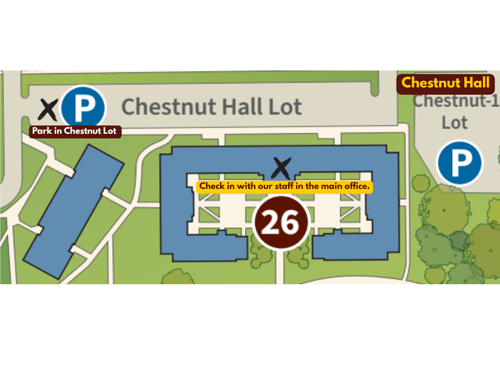 Map of Chestnut Hall Parking for Move-In