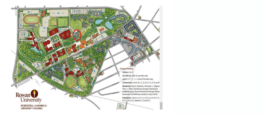 Mimosa Hall Location on Rowan University Campus Map