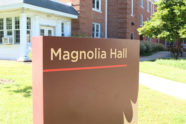 Magnolia Hall Sign Outside the building