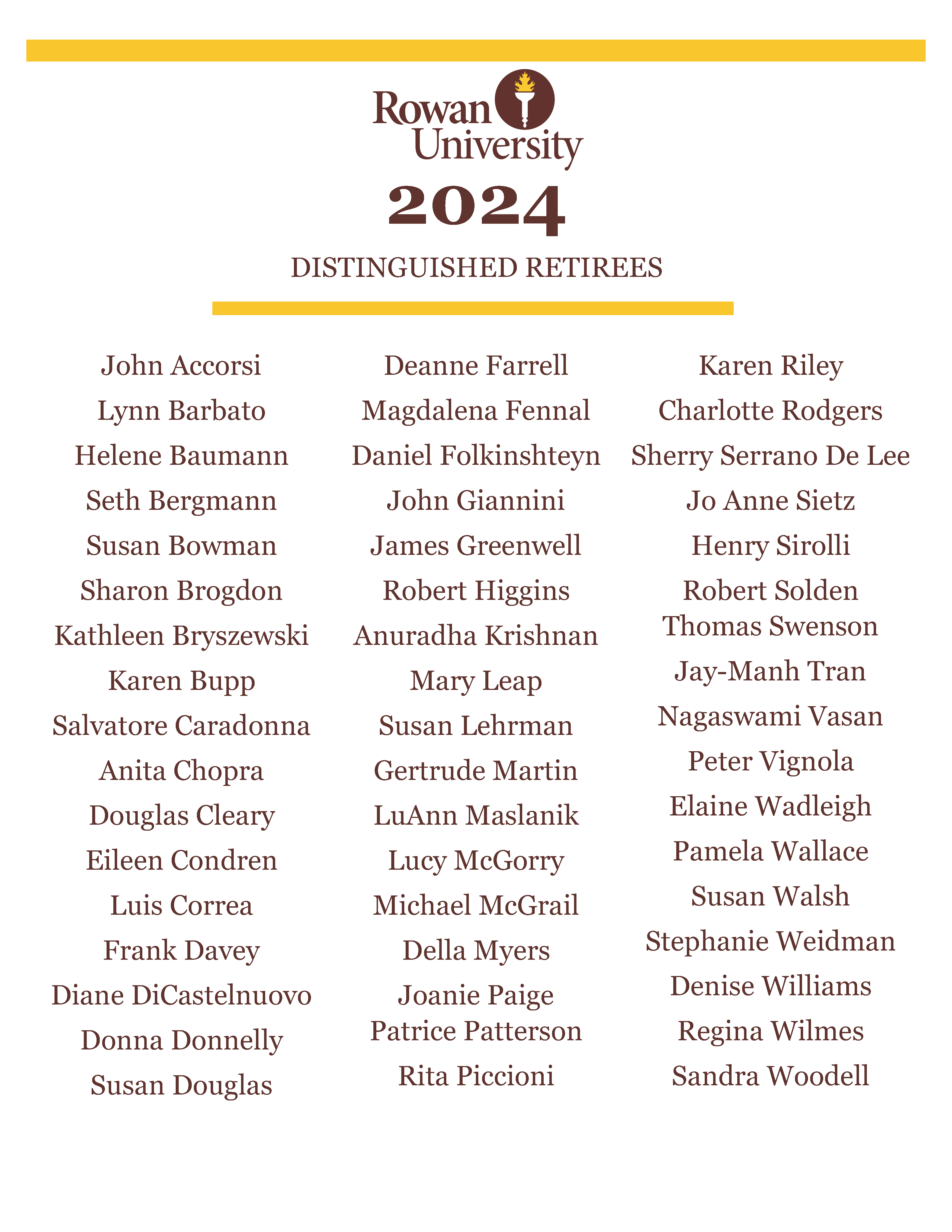 2024 Retirees List