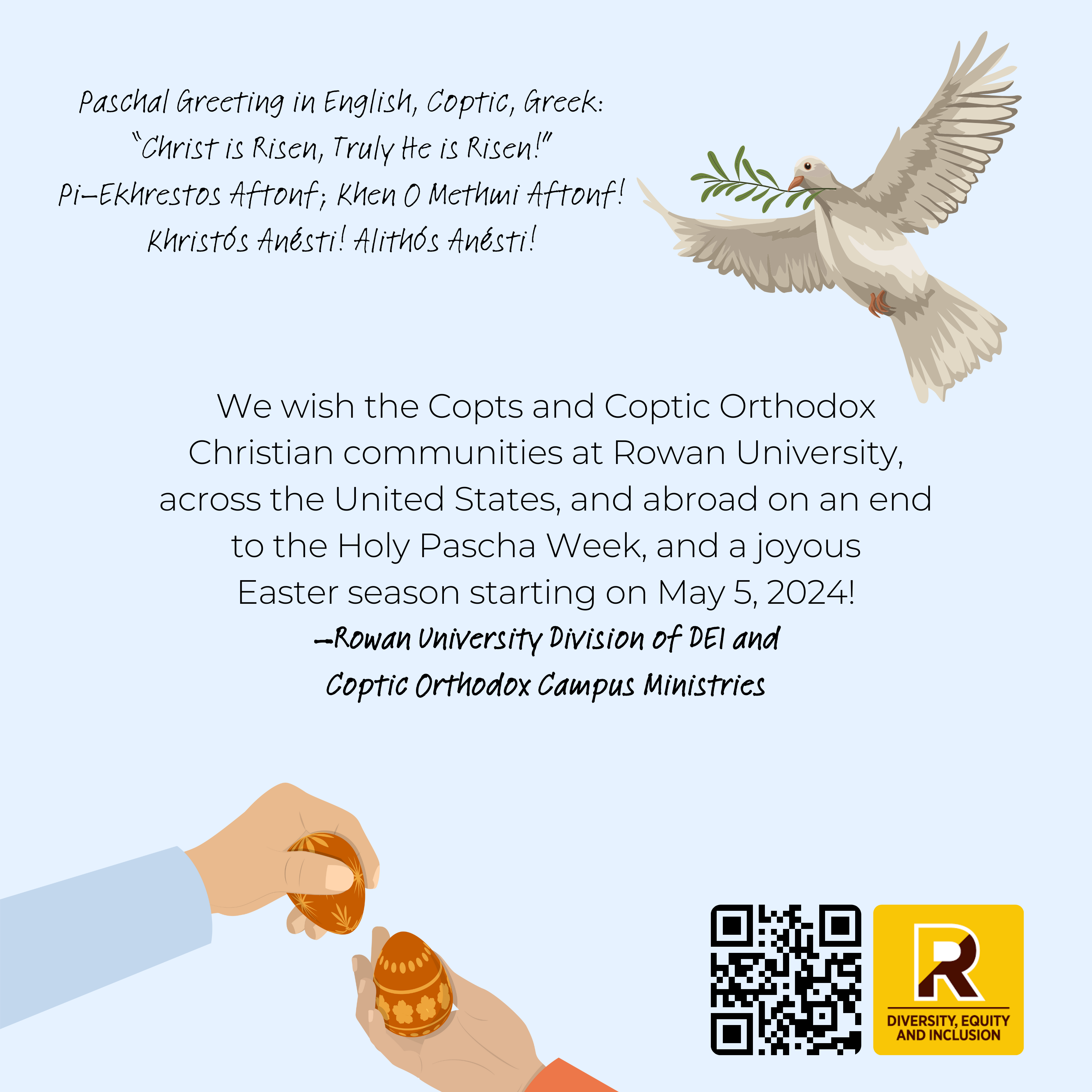 Rowan University DEI Coptic Orthodox Easter 2024 Graphic