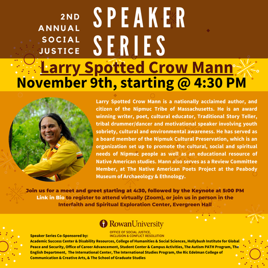 SJICR Speaker Series Larry Spotted Crow Mann