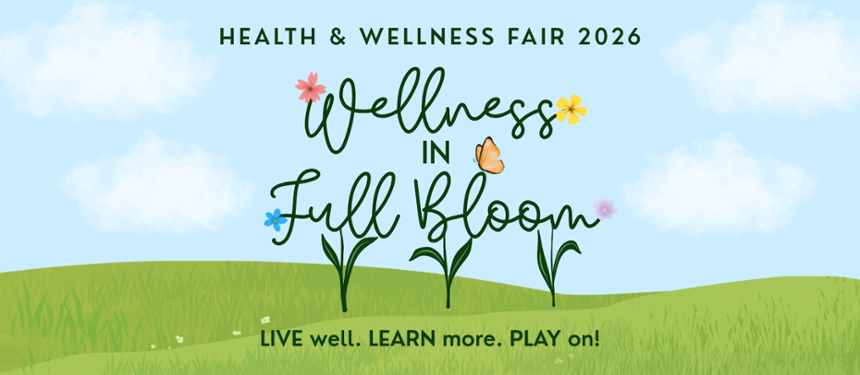Blue and white banner about Health & Wellness Expo 2024