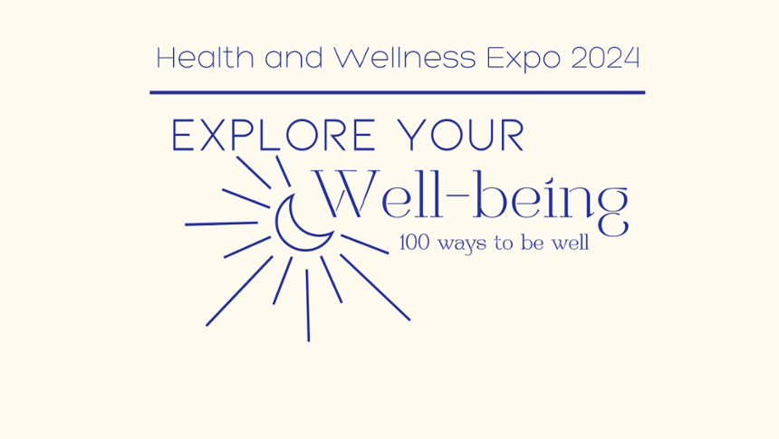 Blue and white banner about Health & Wellness Expo 2024