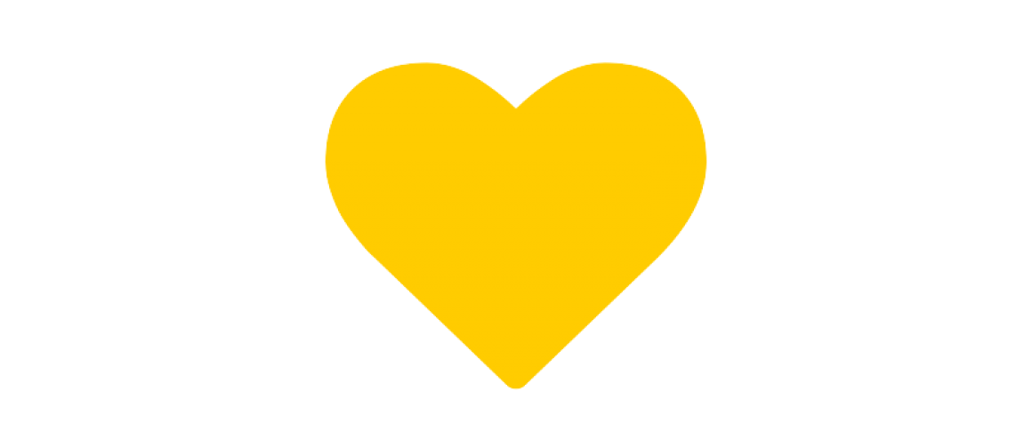 A yellow heart logo, similar to that of an Instagram like logo. 