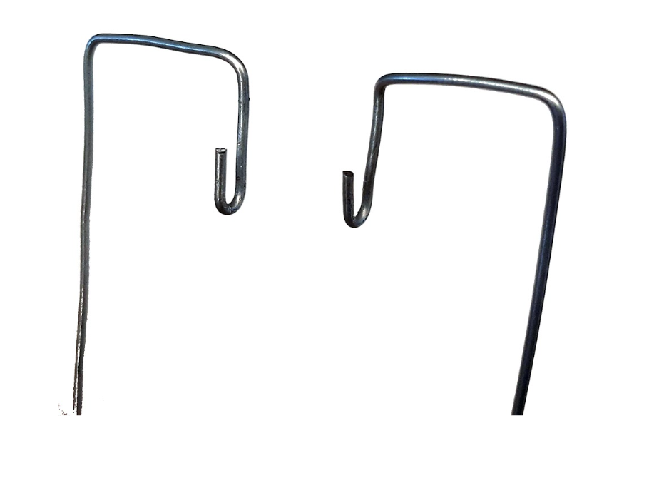 diagram of wire hooks bent 90degrees facing forward