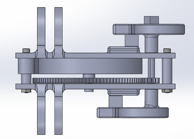 CAD model of machine design fish final assembly top view