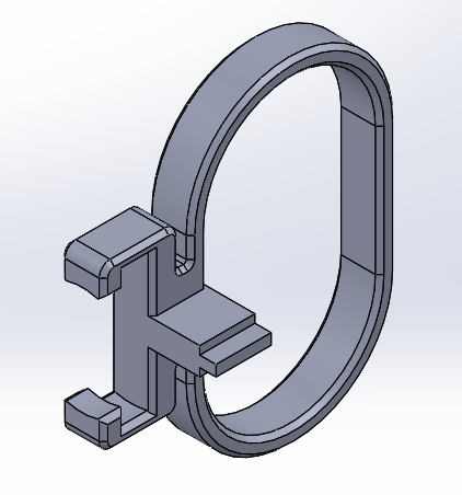 CAD model of machine design fish yoke back view