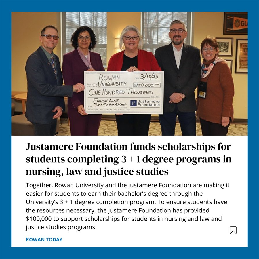 Lori Cushman (center), president of the Justamere Foundation, celebrates the foundation's $100,000 gift to support scholarships for students in the University's 3+1 programs in nursing and law and justice studies.