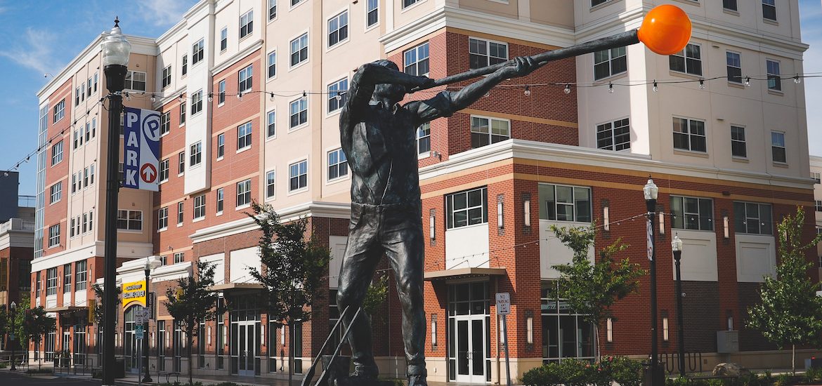 glassblowing statue on rowan boulevard
