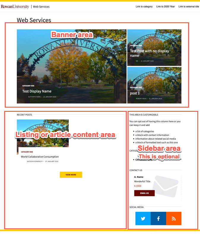 three page sections for blog pages
