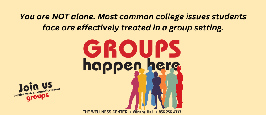 You are not alone! Most common college issues students face are effectively treated in a group setting. Groups happen here!